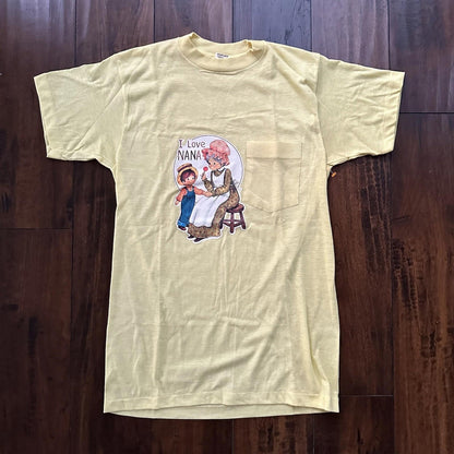 1970s I Love Nana Grandma Vintage T Shirt 70s Iron On Transfer Small 80s Cute