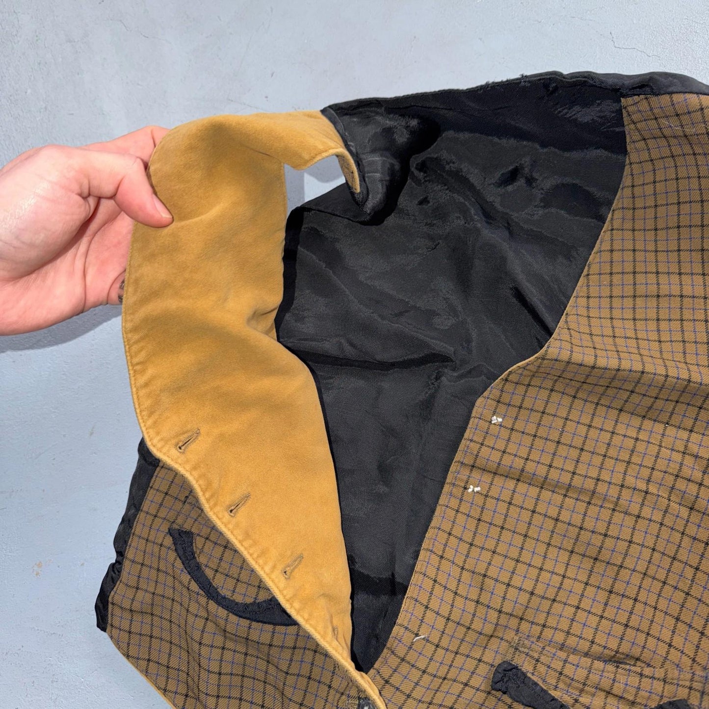 VTG Buckle Back Vest Mens Black Waistcoat Size S 1940s 1950s Plaid Double Sided
