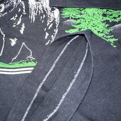 Bear Mountain Montana VTG T Shirt Double Sided 80s Black Art Moon Nature Animal
