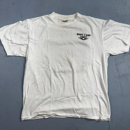 Oneita Boot Camp Aerobics VTG T Shirt Military Too Slow Class Attention USA