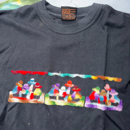 Ecuador Chain Stitch VTG T Shirt Travel Mexico Traditional Novelty Tie Dye Lot 3