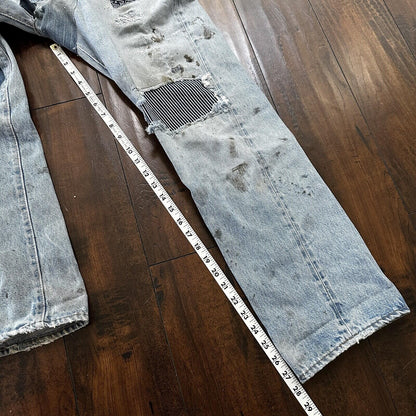 Levis Vintage 80s Redline Selvedge USA 501 Light Wash Jeans 66 30x28 Thrashed