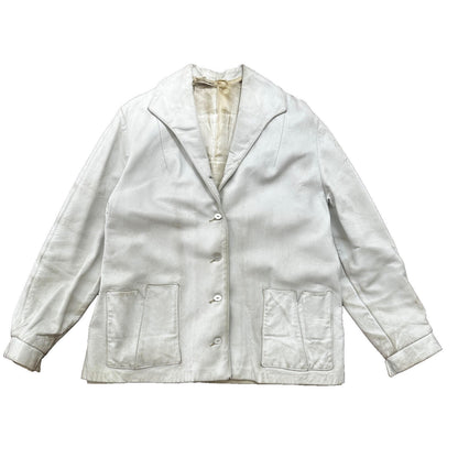 VTG White Leather Western Rancher Jacket 1960s Rockabilly Unisex 60s 50s Button