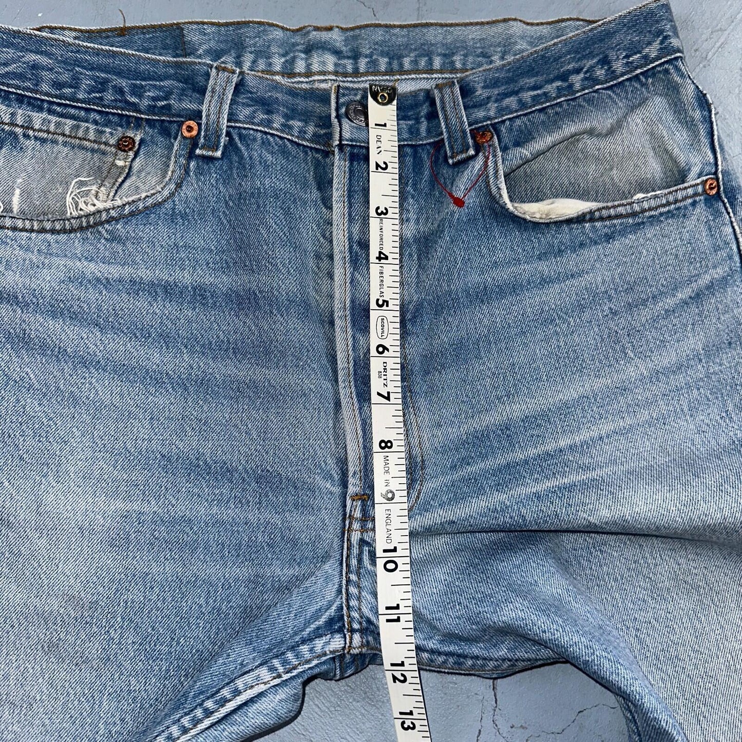 Levis 501 Vintage 90s USA XX Straight Leg Jeans Blue Light Wash 35x36 Act 32x27