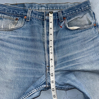 Levis 501 Vintage 90s USA XX Straight Leg Jeans Blue Light Wash 35x36 Act 32x27