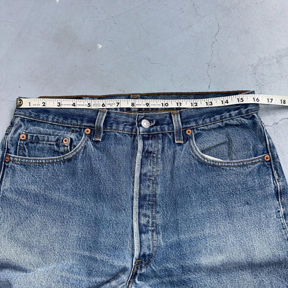 Levis 501 Vintage 90s USA XX Straight Leg Jeans Blue Light Wash 35x33 Act 32x30