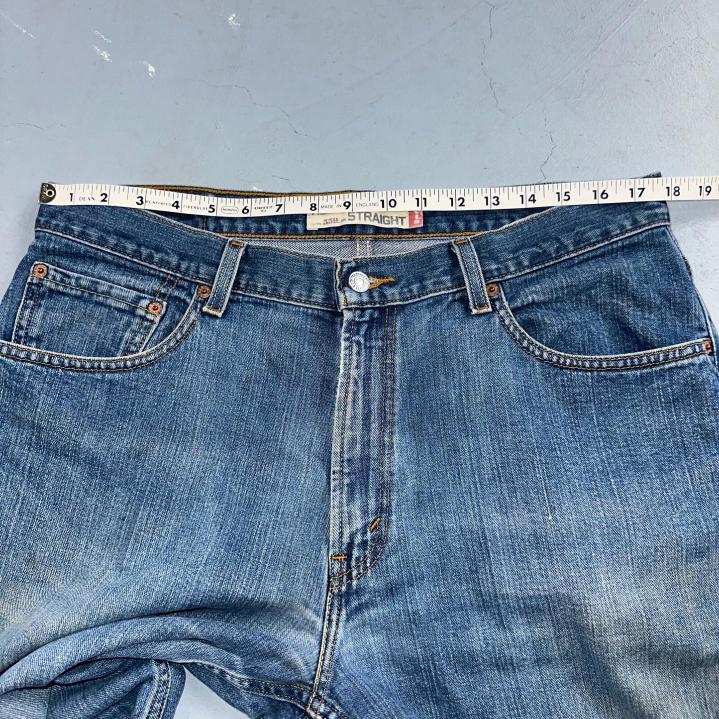 Levis 559 Relaxed Straight Fit Rugged Dark Blue VTG Y2K Denim Jeans Mens 36x32