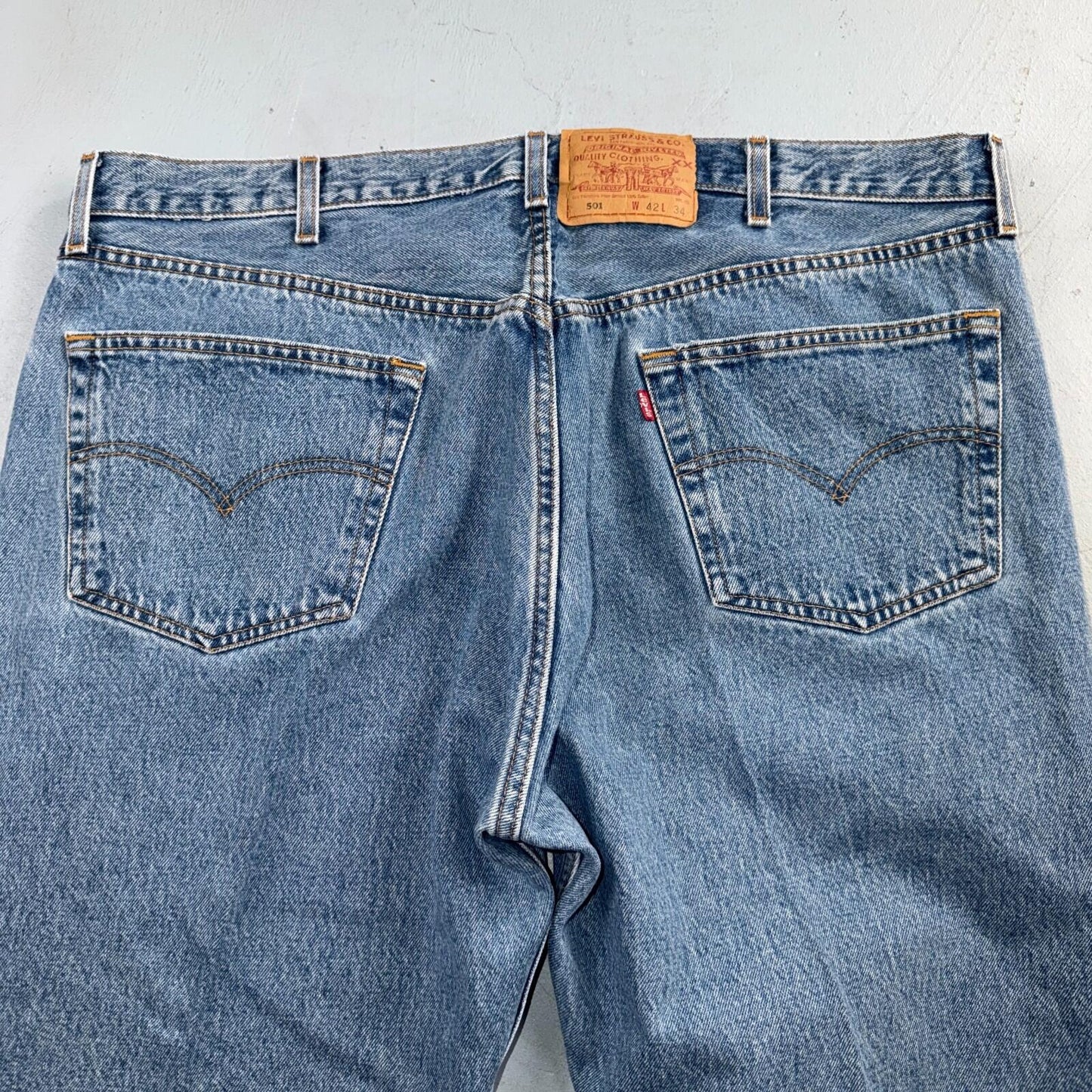 Levis 501 Vintage Y2K 90s XX Straight Leg Jeans Blue Light Wash 42x34 Act 40x34