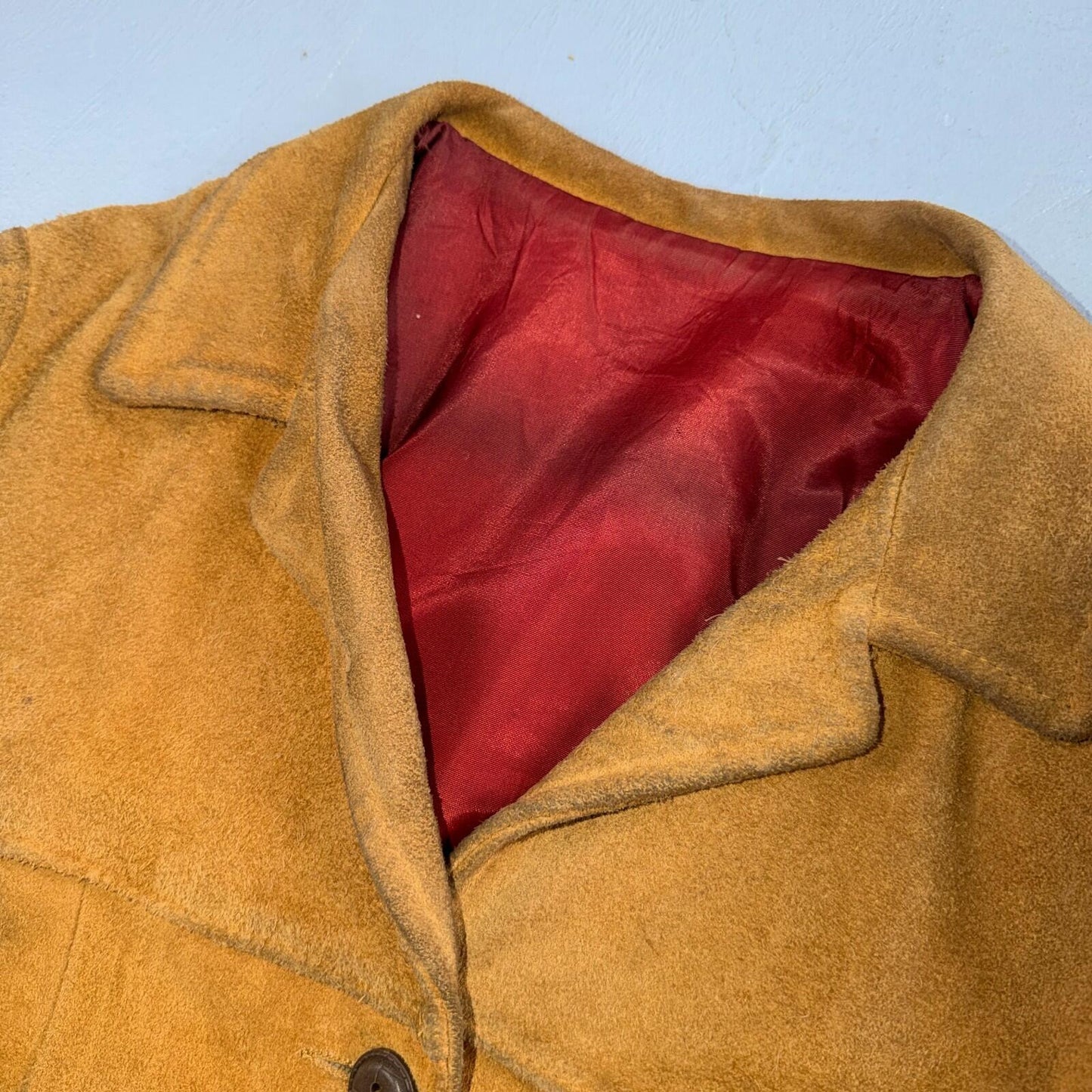 1940s 1950s VTG Brown Suede Jacket Leather Distressed Rockabilly Ricky Chore