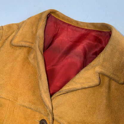 1940s 1950s VTG Brown Suede Jacket Leather Distressed Rockabilly Ricky Chore