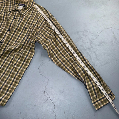 Patagonia Button Front Shirt Mens M Brown Plaid Organic Cotton Long Sleeve