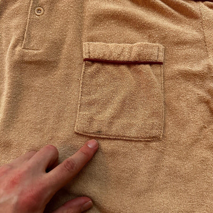 VTG Mens HUK-A-POO 70s Terry Cloth Knit Polo Shirt Rockabilly XL 1970s Cotton