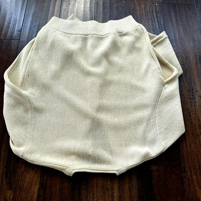VTG 60s 70s Cardigan Sweater Alpaca Wool Kurt Cobain Cream Yellow Winter Cool