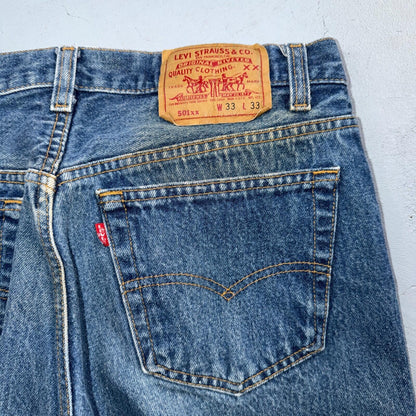 Levis 501 Vintage 80s USA XX Straight Leg Jeans Blue Light Wash 33x33 Act 31x30
