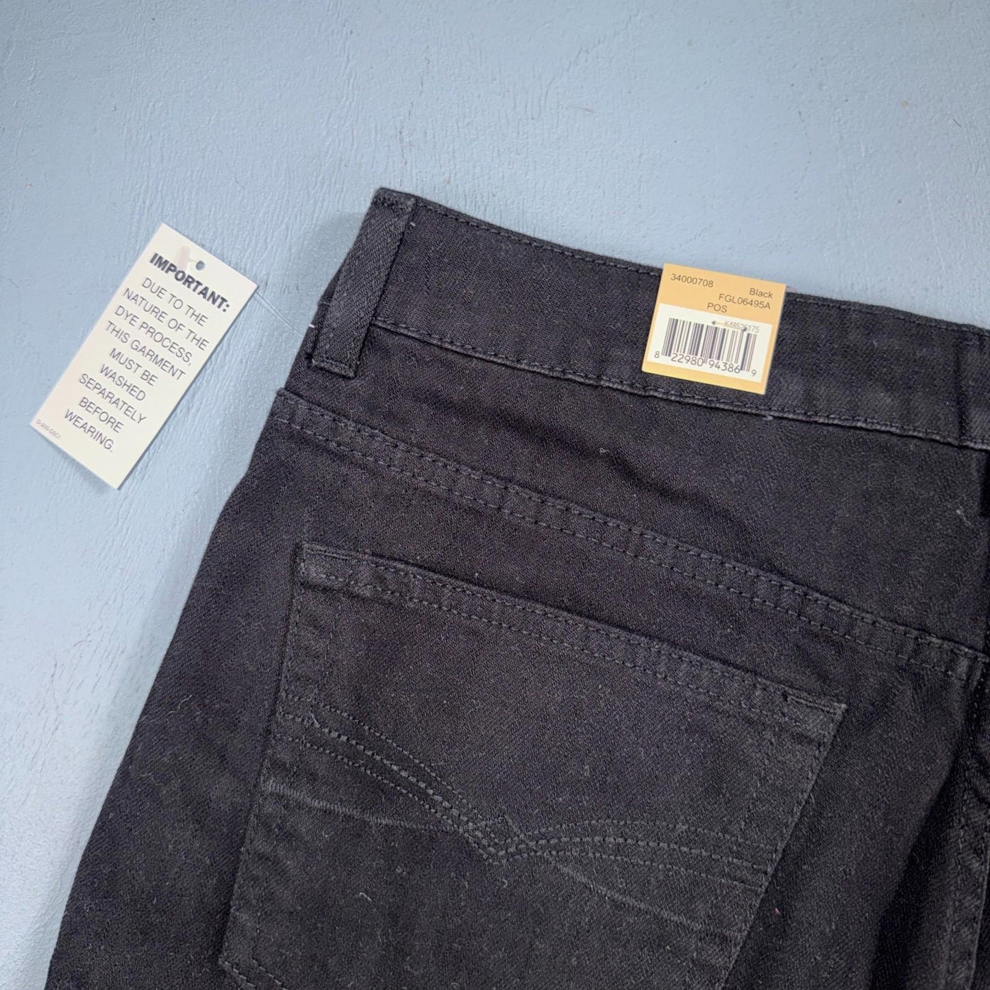 Faded Glory Classic Jeans Women's Size 12 Black Solid Straight Leg Stretch New