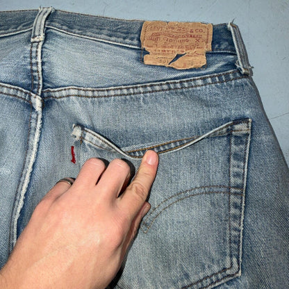 Levis 501 Vintage 80s Redline Selvedge USA XX Jeans Light Wash 36x34 Act 33x30