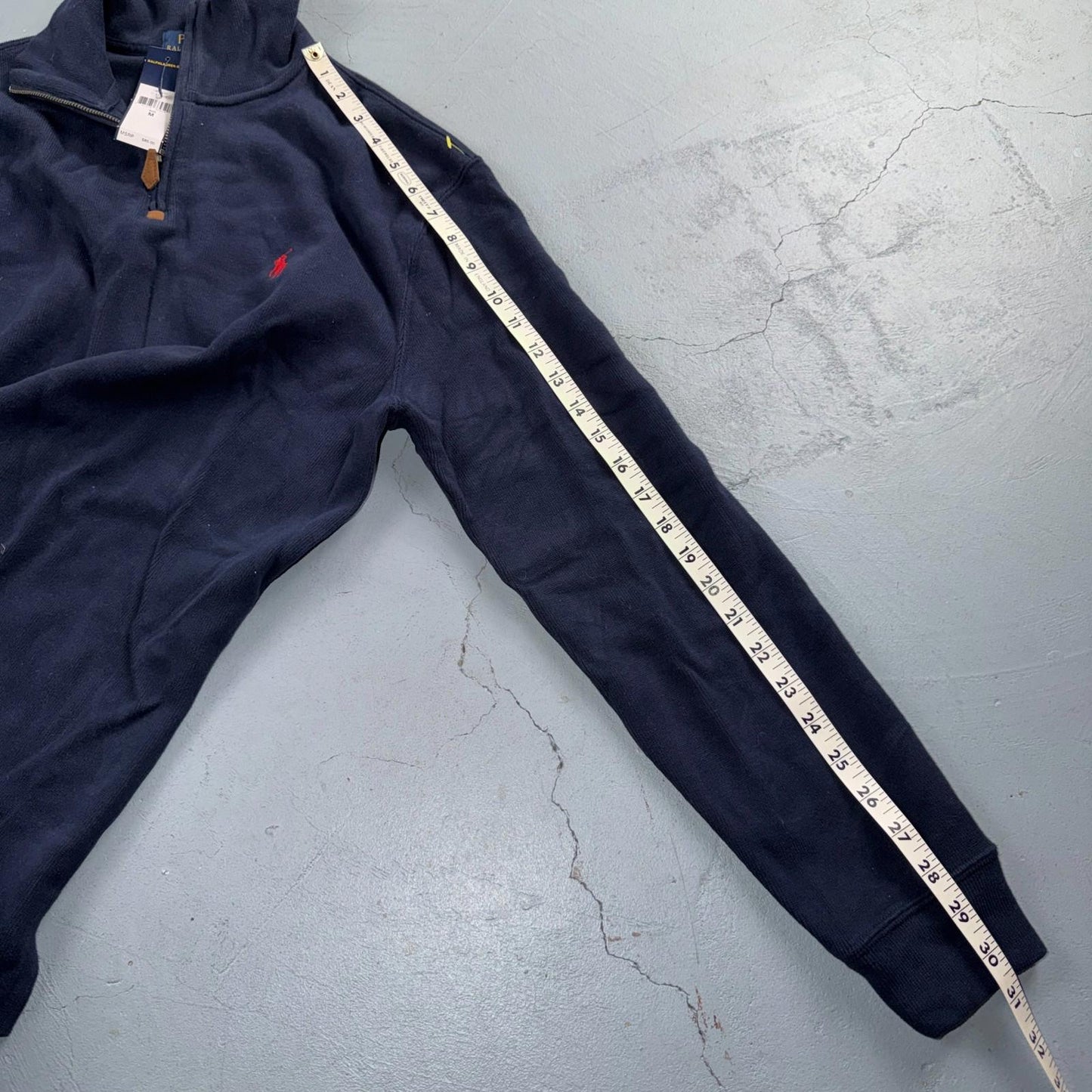 Polo Ralph Lauren Sweater VTG M Blue Cotton Long Sleeve Mock Neck Quarter Zip