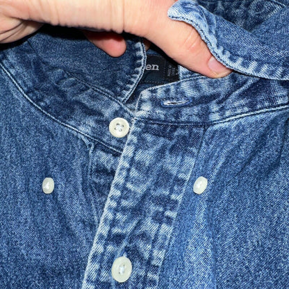 Polo Ralph Lauren Denim Blaire Button Front Oxford Shirt XL Vintage 90s