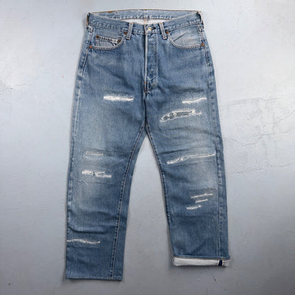 Levis 501 Vintage 80s Redline Selvedge USA XX Jeans Light Wash 34x36 Act 31x27