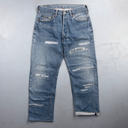 Levis 501 Vintage 80s Redline Selvedge USA XX Jeans Light Wash 34x36 Act 31x27