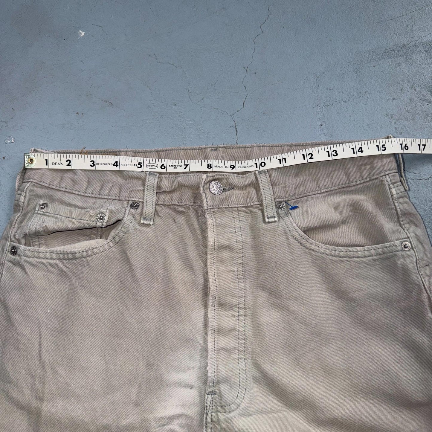 Levis 501 Vintage 90s USA XX Straight Leg Jeans Beige Light Wash 34x32 Act 31x29