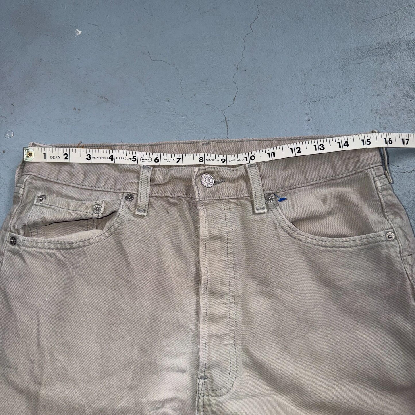 Levis 501 Vintage 90s USA XX Straight Leg Jeans Beige Light Wash 34x32 Act 31x29