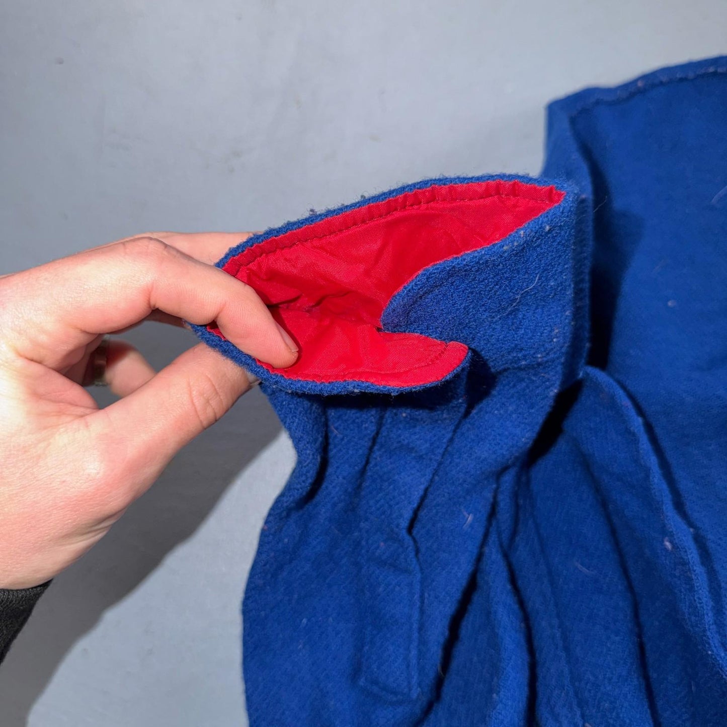 VTG Woolrich Blue Red Basic Plain Wool Flannel Shirt Jacket Men M 70s 80s USA