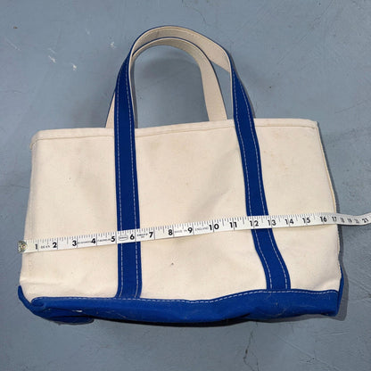 VTG LL Bean Boat & Tote Small Canvas Bag Navy Blue Freeport Maine 17x11x6