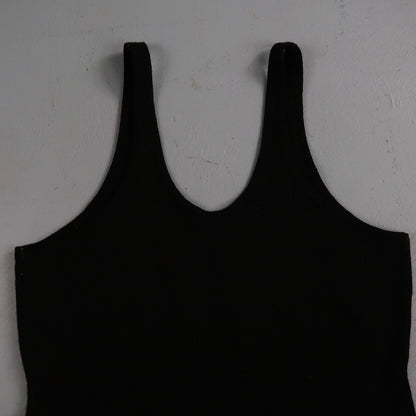 Antique 1920s Black Solid Wool Bathing Suit Women Swimsuit Art Deco 20s 30s