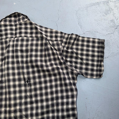 Vintage 60s McGregor Checker Loop Collar Button Up Shirt Made In USA Rockabilly