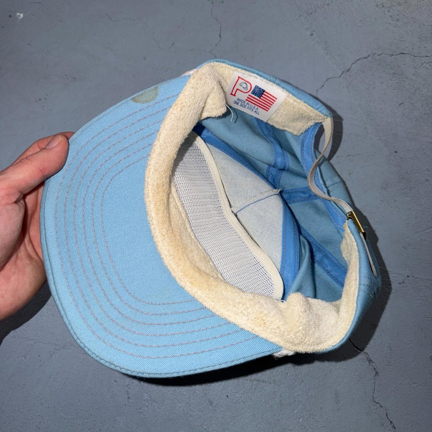 PRO AM Golf Clubs VTG Hat Baseball Cap Snapback Baby Blue USA Golfing Fun Sports