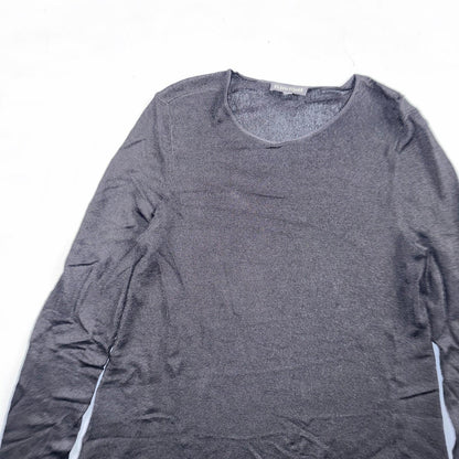 Eileen Fisher Top Womens XS Asymmetrical Knit Metallic Black Silver Evening