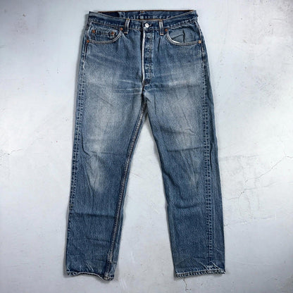Levis 501 Vintage 90s USA XX Straight Leg Jeans Blue Light Wash 35x33 Act 32x30
