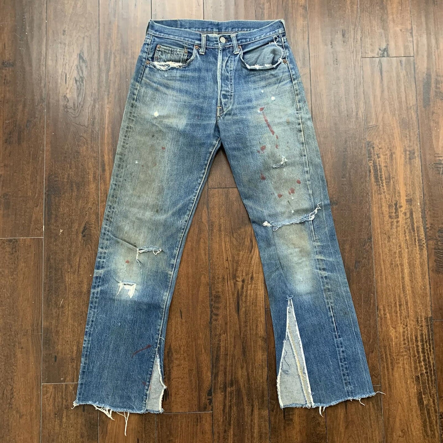 Vintage LEVIS 501 Big E Jeans Selvedge Redline 1960s 60s Distressed 29x29 Thrash