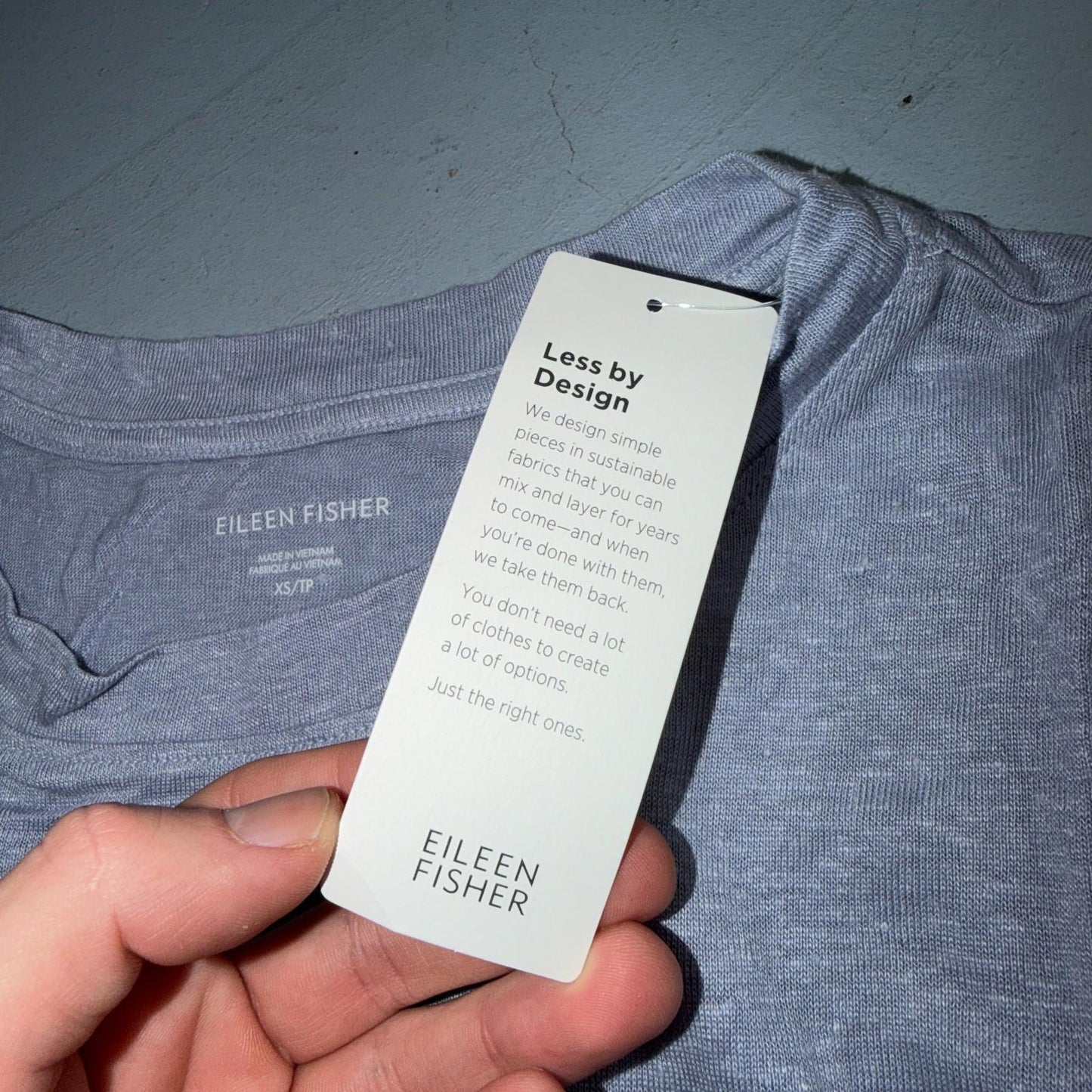 Eileen Fisher NWT $128 Top Size XS Organic Linen Blend Pale Purple Lightweight
