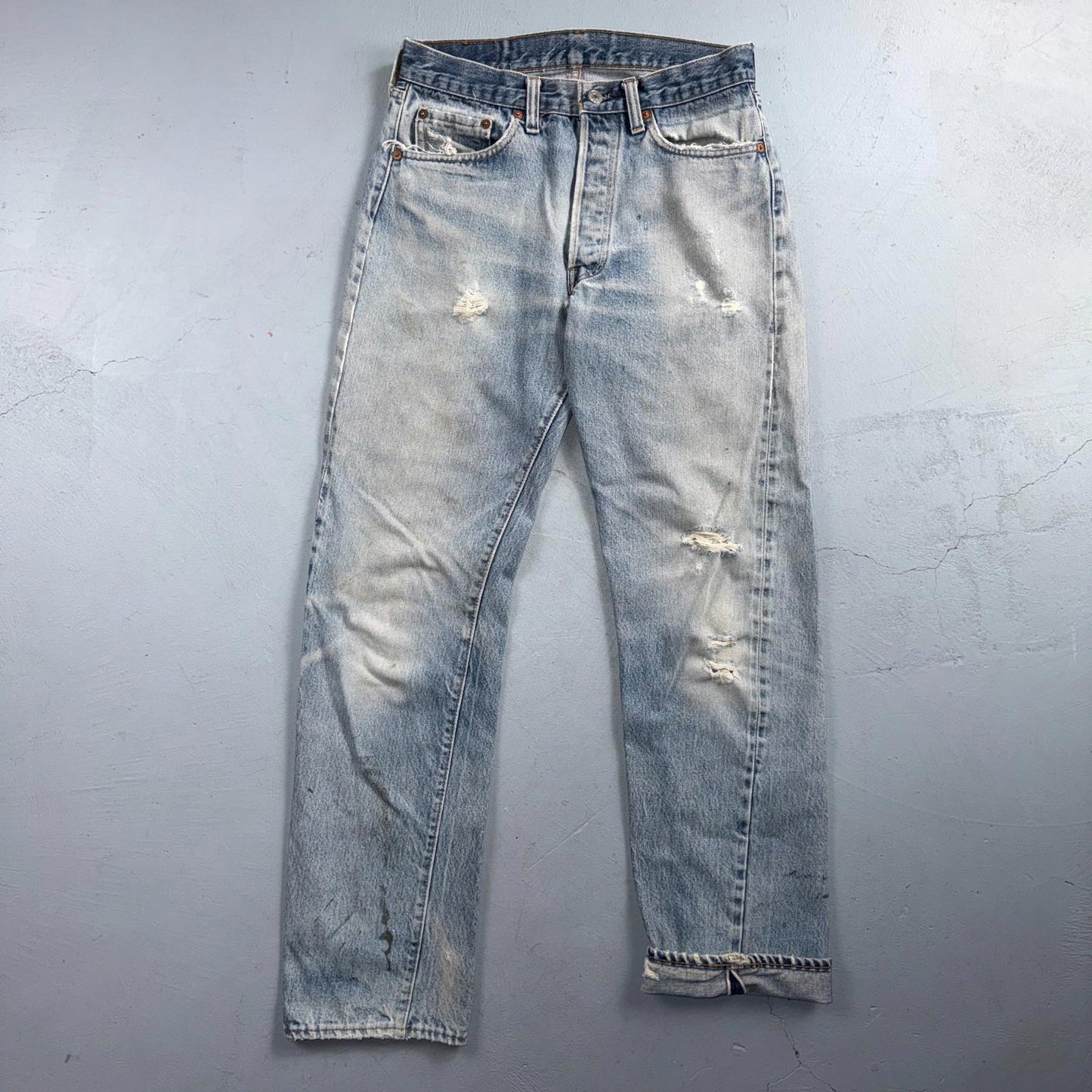 Levis 501 Vintage 80s Redline Selvedge USA XX Jeans Light Wash 31x36 Act 28x30