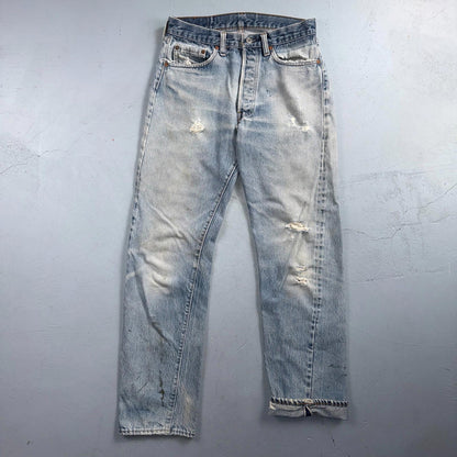 Levis 501 Vintage 80s Redline Selvedge USA XX Jeans Light Wash 31x36 Act 28x30