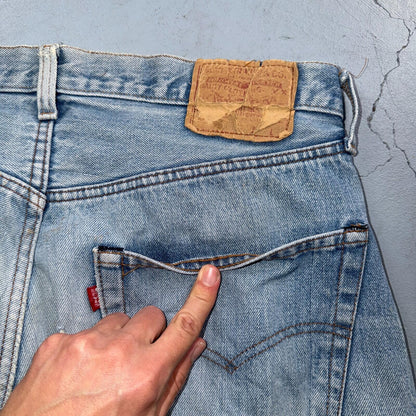 Levis 501 Vintage 80s Redline Selvedge USA XX Jeans Light Wash 35x32 Act 33x29