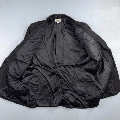 VTG LL Bean Blazer Womens 12P Black Wool Cashmere Blend 2 Button Jacket