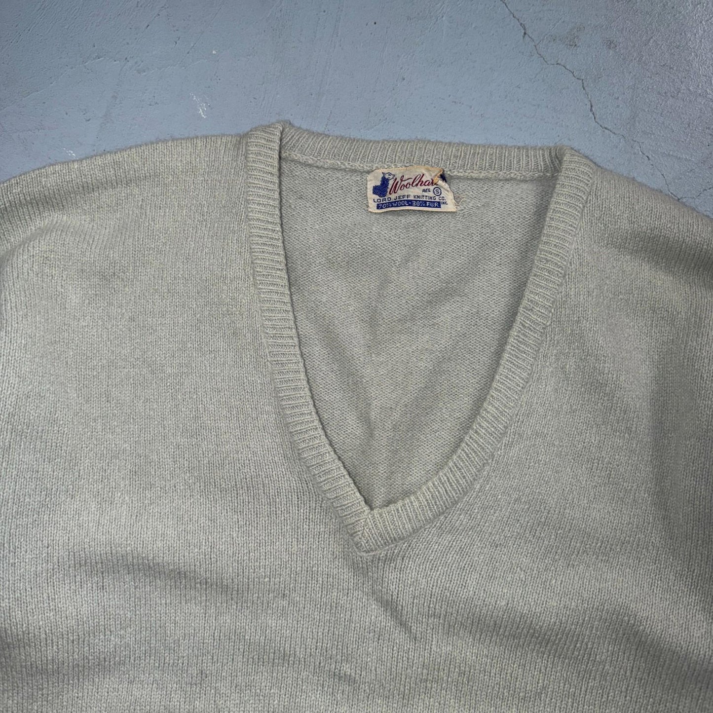 VTG 1940s 1950s Wool Fur Pullover Sweater Rockabilly Mens V Neck Lord Jeff
