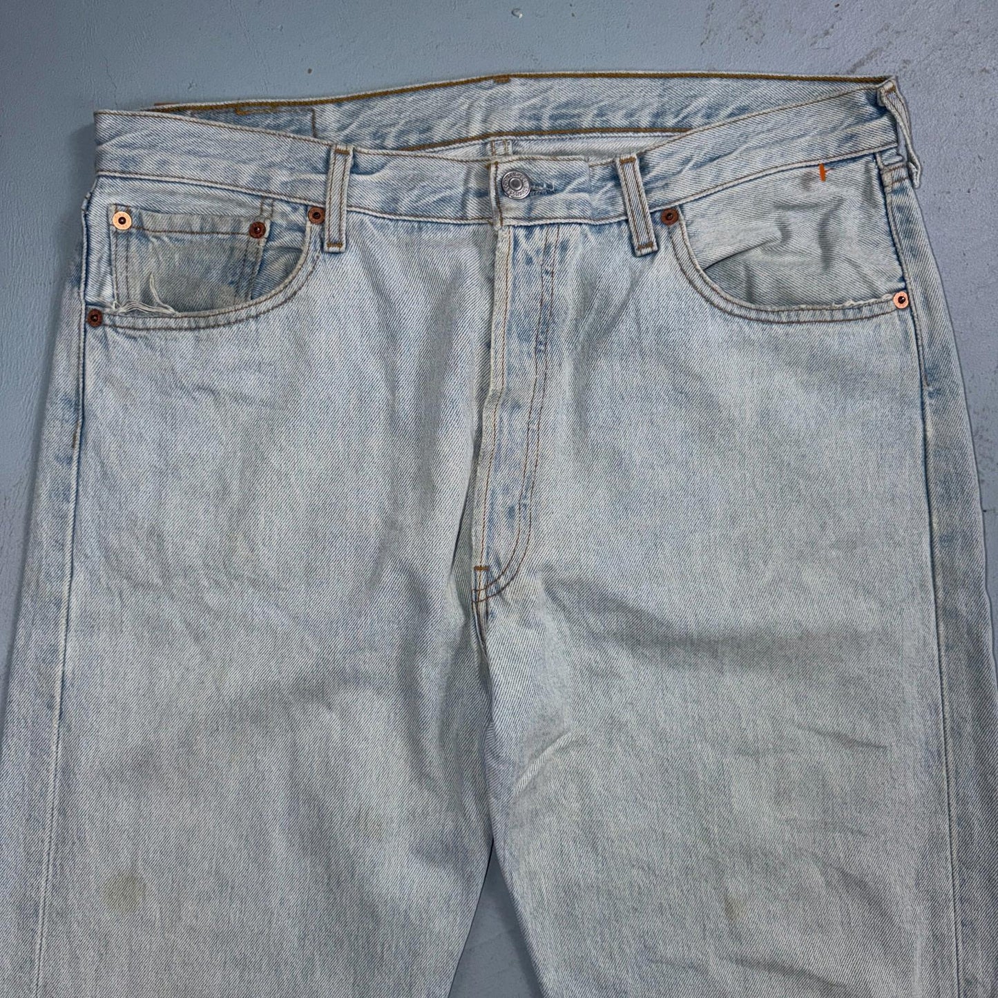 Levis 501 Vintage Y2K 90s XX Straight Leg Jeans Blue Light Wash 36x36 Act 35x32