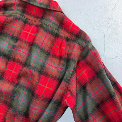 Pendleton VTG 1950s Loop Collar Board Shirt Wool Plaid Flannel Shirt Rockabilly