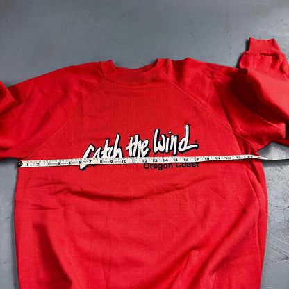 Hanes VTG Catch The Wind Crew Neck Sweatshirt Central Oregon 80s Pink XL