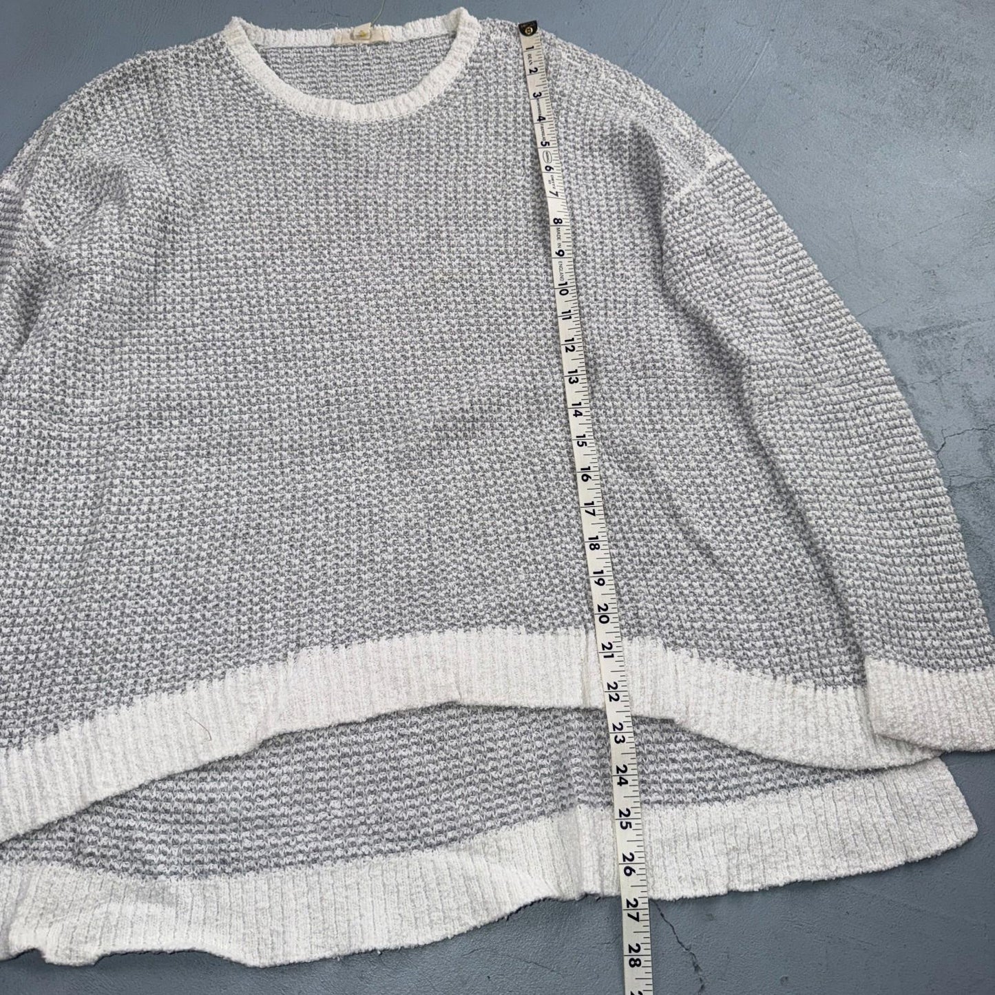 Eileen Fisher 100% Organic Cotton Oversized Sweater Size XS Grey White