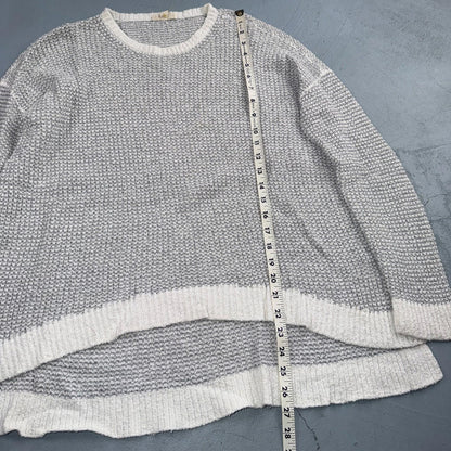 Eileen Fisher 100% Organic Cotton Oversized Sweater Size XS Grey White