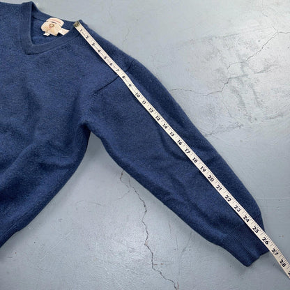 Patrick James Viyella V Neck Pullover Sweater 100% Merino Wool XL Shrunk Blue