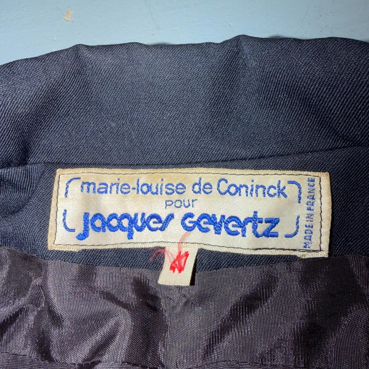 Jacques Gevertz Size 40 Blue Button Up Coat VTG Double Breast Peacoat 80s Paris