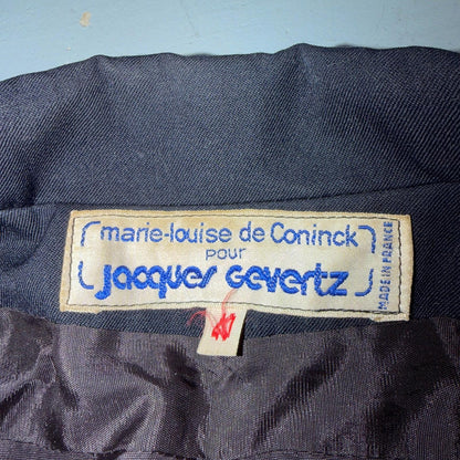 Jacques Gevertz Size 40 Blue Button Up Coat VTG Double Breast Peacoat 80s Paris