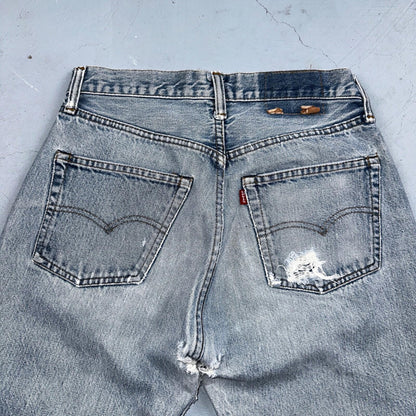 Levis 501 Vintage 80s Redline Selvedge USA XX Jeans Light Wash 66 Act 27x31