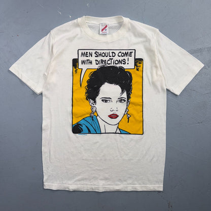 VTG Men Should Come With Directions T Shirt Pop Art Funny Graphic Girl 80s Music